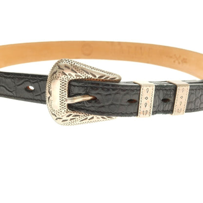 【中古】アドリアーノ メネゲッティ ADRIANO MENEGHETTI クロコダイル型押しレザー ベルト ブラック【 80 】【 状態ランクB 】【 メンズ 】