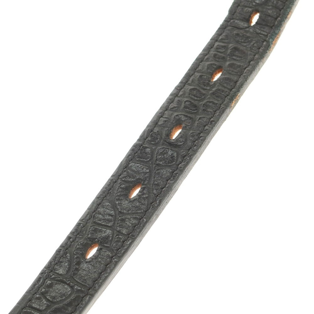 【中古】アドリアーノ メネゲッティ ADRIANO MENEGHETTI クロコダイル型押しレザー ベルト ブラック【 80 】【 状態ランクB 】【 メンズ 】