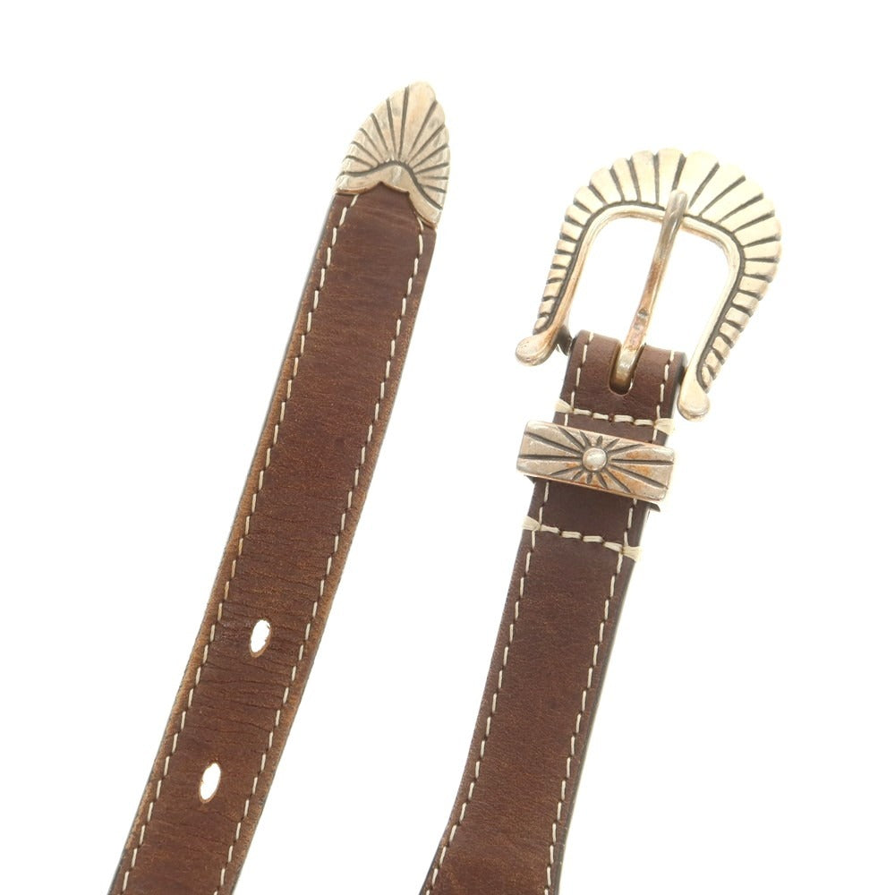 【中古】アドリアーノ メネゲッティ ADRIANO MENEGHETTI レザー ベルト ブラウン【 80 】【 状態ランクB 】【 メンズ 】