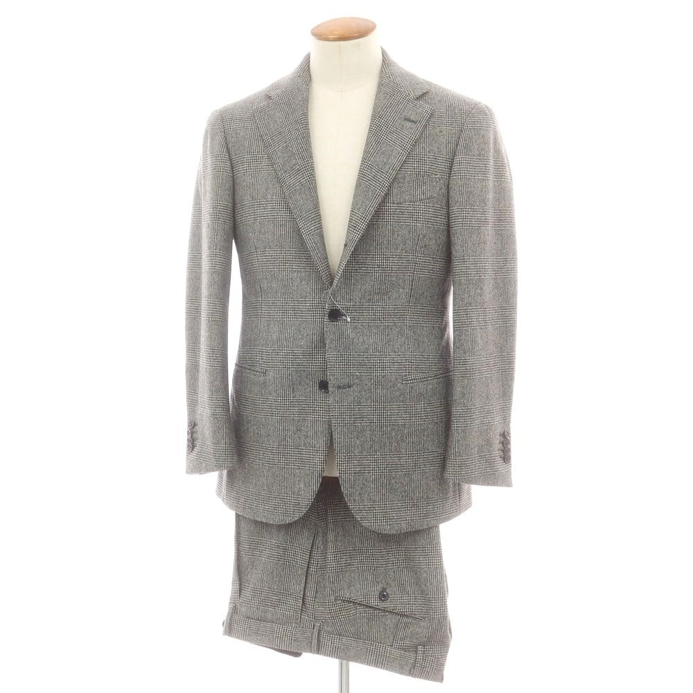 【中古】リングヂャケット RING JACKET ウール グレンチェック 3つボタンスーツ ブラックxホワイト【 46 】【 状態ランクB 】【 メンズ 】