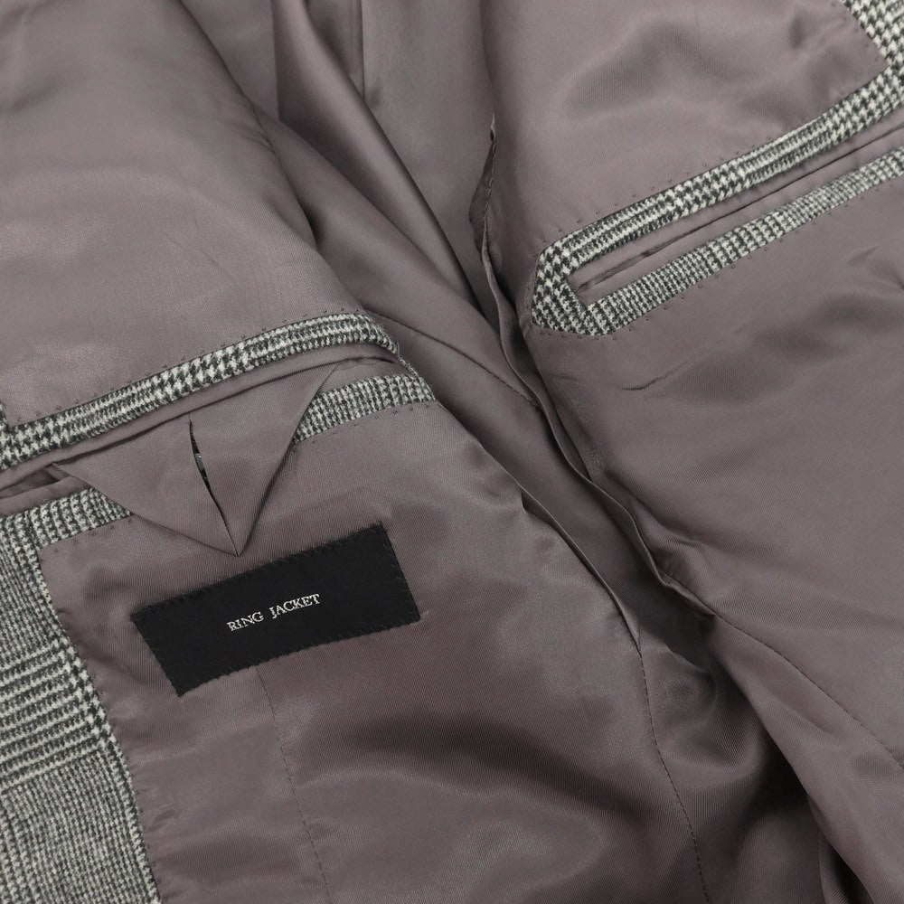 【中古】リングヂャケット RING JACKET ウール グレンチェック 3つボタンスーツ ブラックxホワイト【 46 】【 状態ランクB 】【 メンズ 】