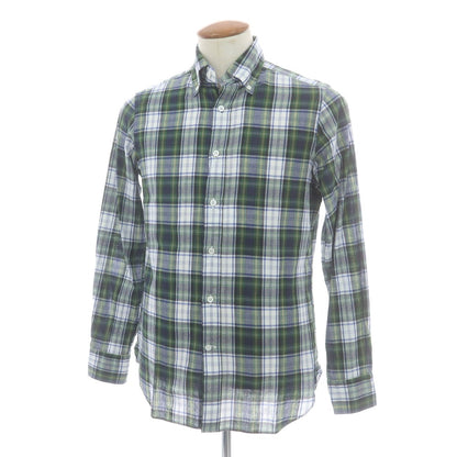 【中古】ビームスエフ BEAMS F コットン系 チェック ボタンダウン カジュアルシャツ グリーンxネイビー【 39 】【 状態ランクB 】【 メンズ 】