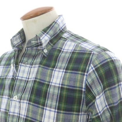 【中古】ビームスエフ BEAMS F コットン系 チェック ボタンダウン カジュアルシャツ グリーンxネイビー【 39 】【 状態ランクB 】【 メンズ 】