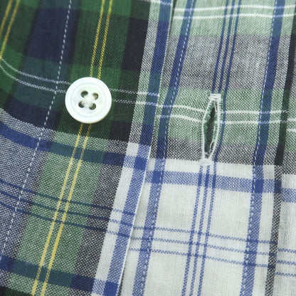 【中古】ビームスエフ BEAMS F コットン系 チェック ボタンダウン カジュアルシャツ グリーンxネイビー【 39 】【 状態ランクB 】【 メンズ 】