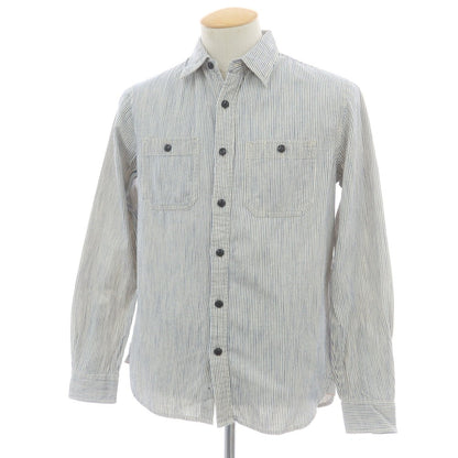 【中古】デニムアンドサプライ ラルフローレン DENIM &amp; SUPPLY Ralph Lauren コットン ストライプ カジュアルシャツ オフホワイトxネイビー【サイズS】【 状態ランクB 】【 メンズ 】 [CPD]
