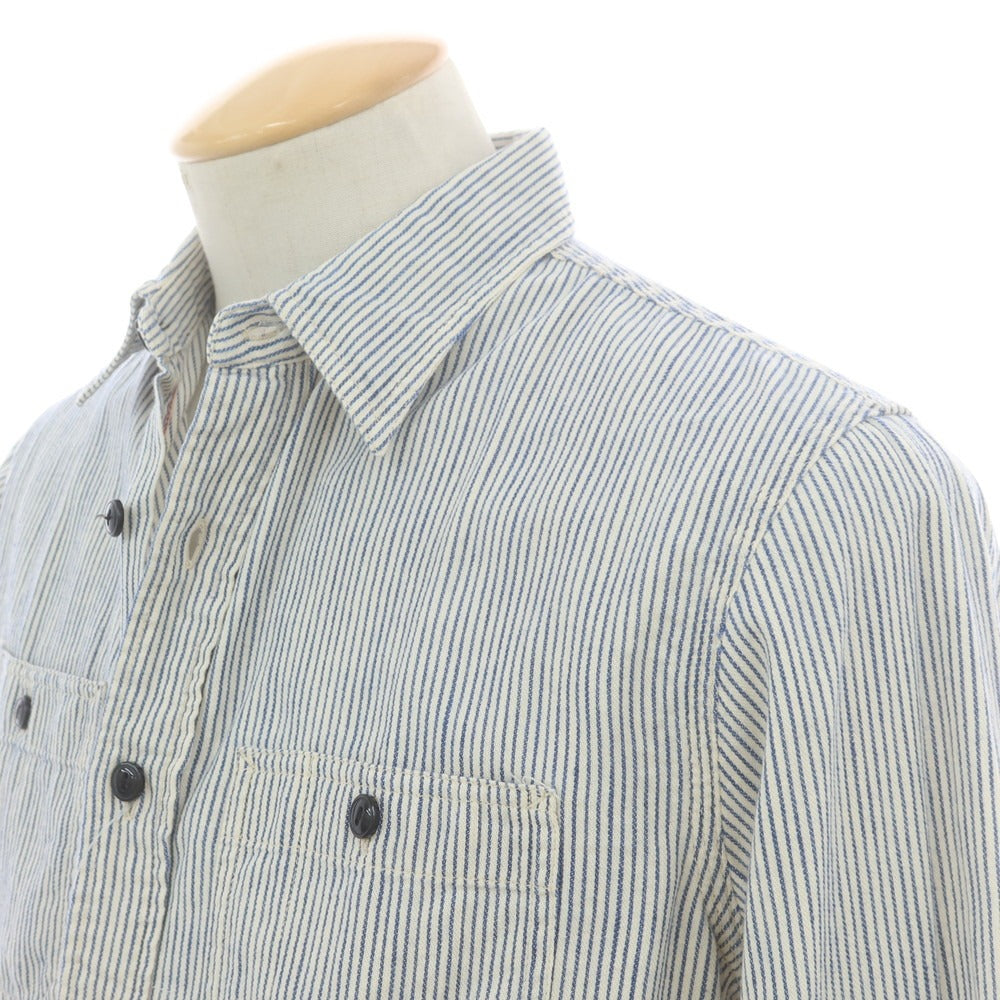 【中古】デニムアンドサプライ ラルフローレン DENIM &amp; SUPPLY Ralph Lauren コットン ストライプ カジュアルシャツ オフホワイトxネイビー【サイズS】【 状態ランクB 】【 メンズ 】 [CPD]
