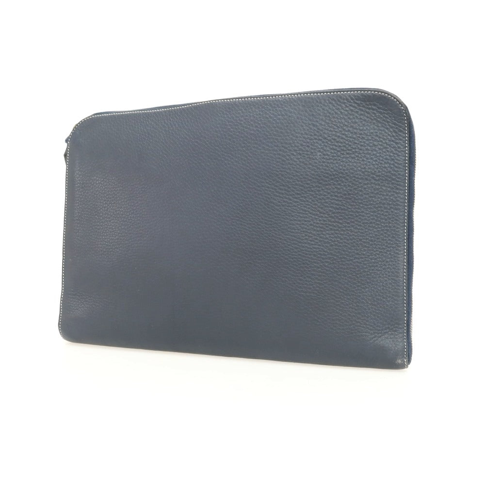 【中古】シセイ Cisei シュリンクレザー クラッチバッグ ダークネイビー【 状態ランクB 】【 メンズ 】