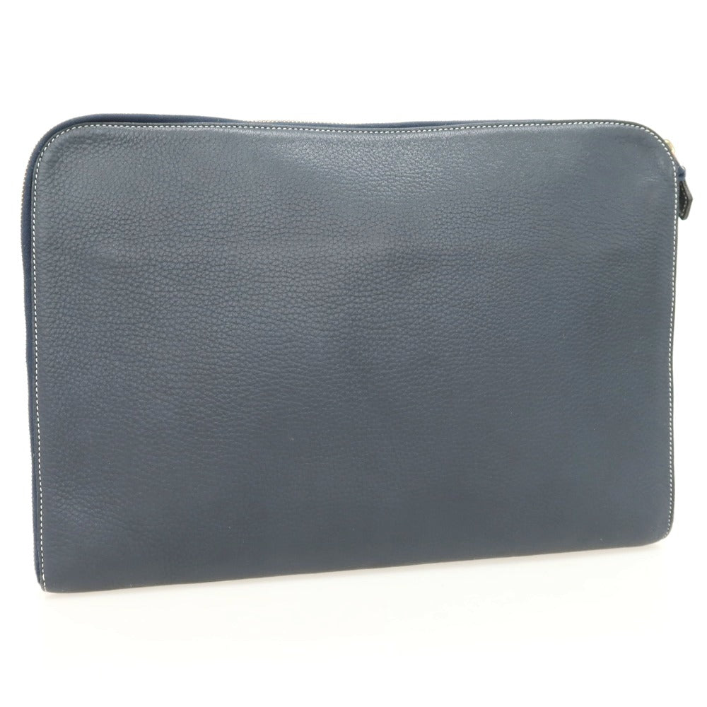 【中古】シセイ Cisei シュリンクレザー クラッチバッグ ダークネイビー【 状態ランクB 】【 メンズ 】