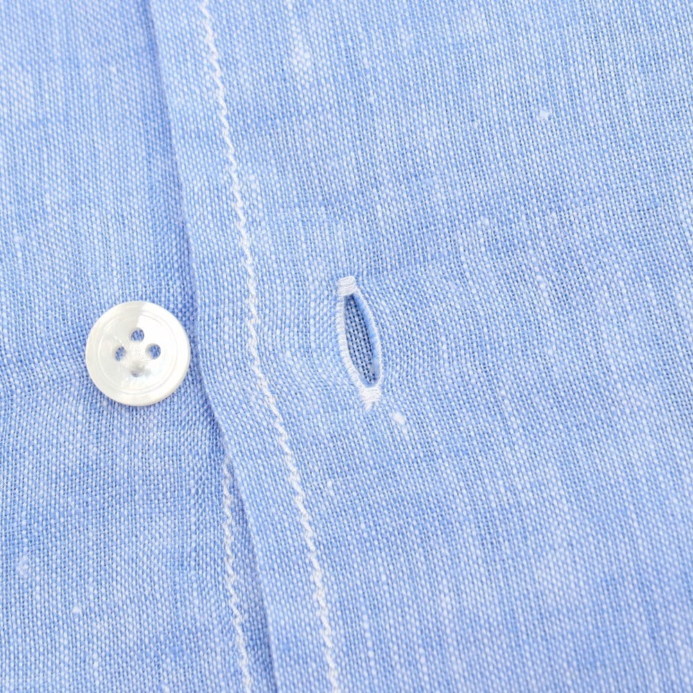 【中古】バグッタ Bagutta リネン オープンカラー 半袖シャツ ブルー【サイズ37】【 状態ランクA 】【 メンズ 】