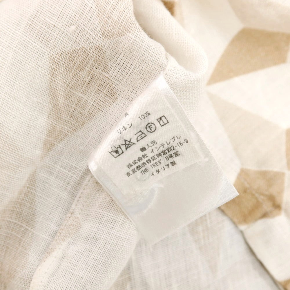 【中古】マリオ ムスカリエッロ Mario Muscariello リネン 総柄 プリント オープンカラー 半袖シャツ ホワイトxライトブラウン【サイズS】【 状態ランクB 】【 メンズ 】