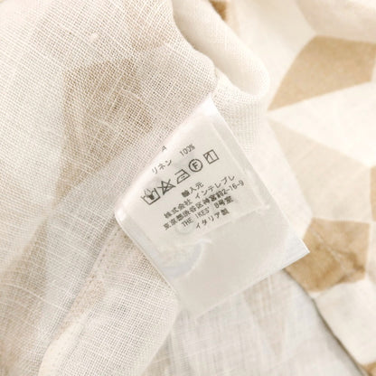 【中古】マリオ ムスカリエッロ Mario Muscariello リネン 総柄 プリント オープンカラー 半袖シャツ ホワイトxライトブラウン【サイズS】【 状態ランクB 】【 メンズ 】