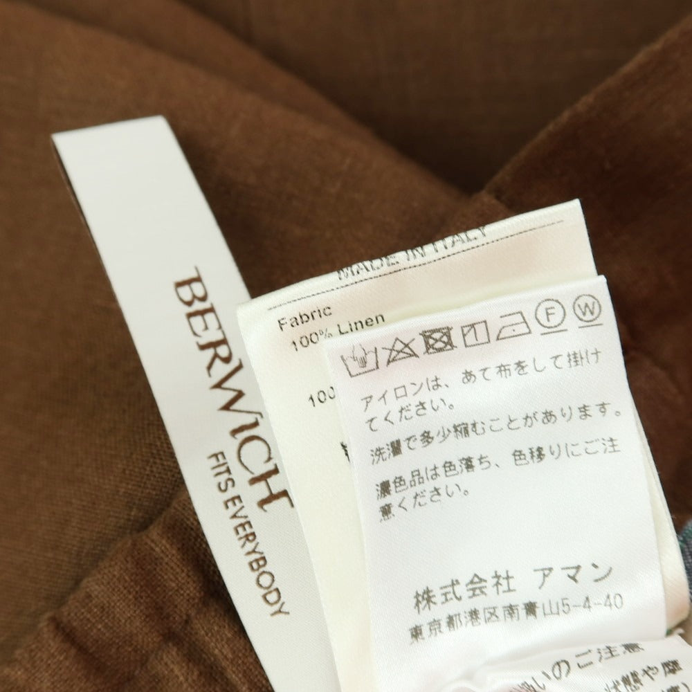 【中古】ベルウィッチ BERWICH リネン イージースラックスパンツ ブラウン【サイズ46】【 状態ランクA 】【 メンズ 】
