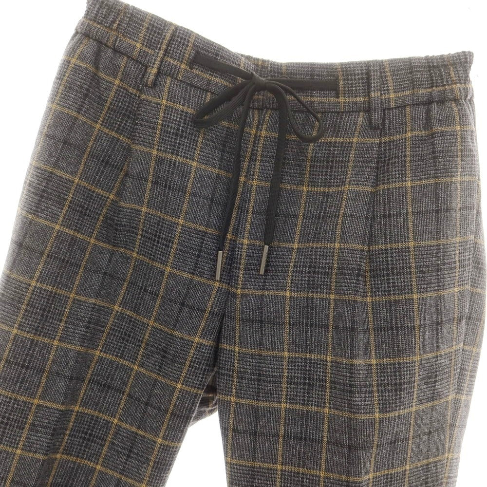 【中古】タリアトーレ TAGLIATORE ウールコットン チェック イージースラックスパンツ グレーxベージュ【 46 】【 状態ランクB 】【 メンズ 】