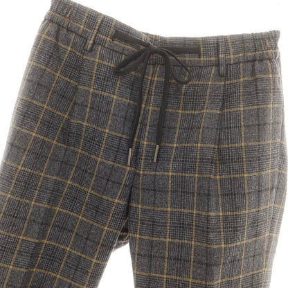 【中古】タリアトーレ TAGLIATORE ウールコットン チェック イージースラックスパンツ グレーxベージュ【 46 】【 状態ランクB 】【 メンズ 】