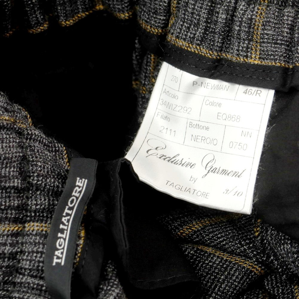 【中古】タリアトーレ TAGLIATORE ウールコットン チェック イージースラックスパンツ グレーxベージュ【サイズ46】【 状態ランクB 】【 メンズ 】[DPD]
