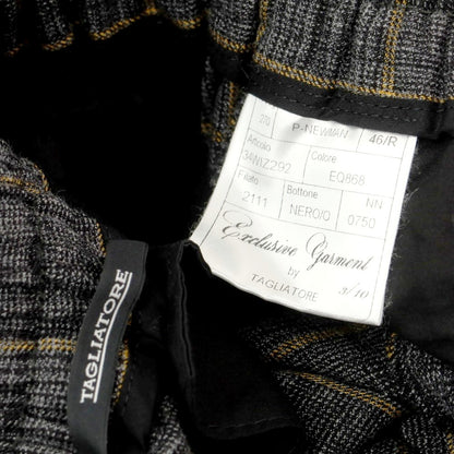 【中古】タリアトーレ TAGLIATORE ウールコットン チェック イージースラックスパンツ グレーxベージュ【 46 】【 状態ランクB 】【 メンズ 】