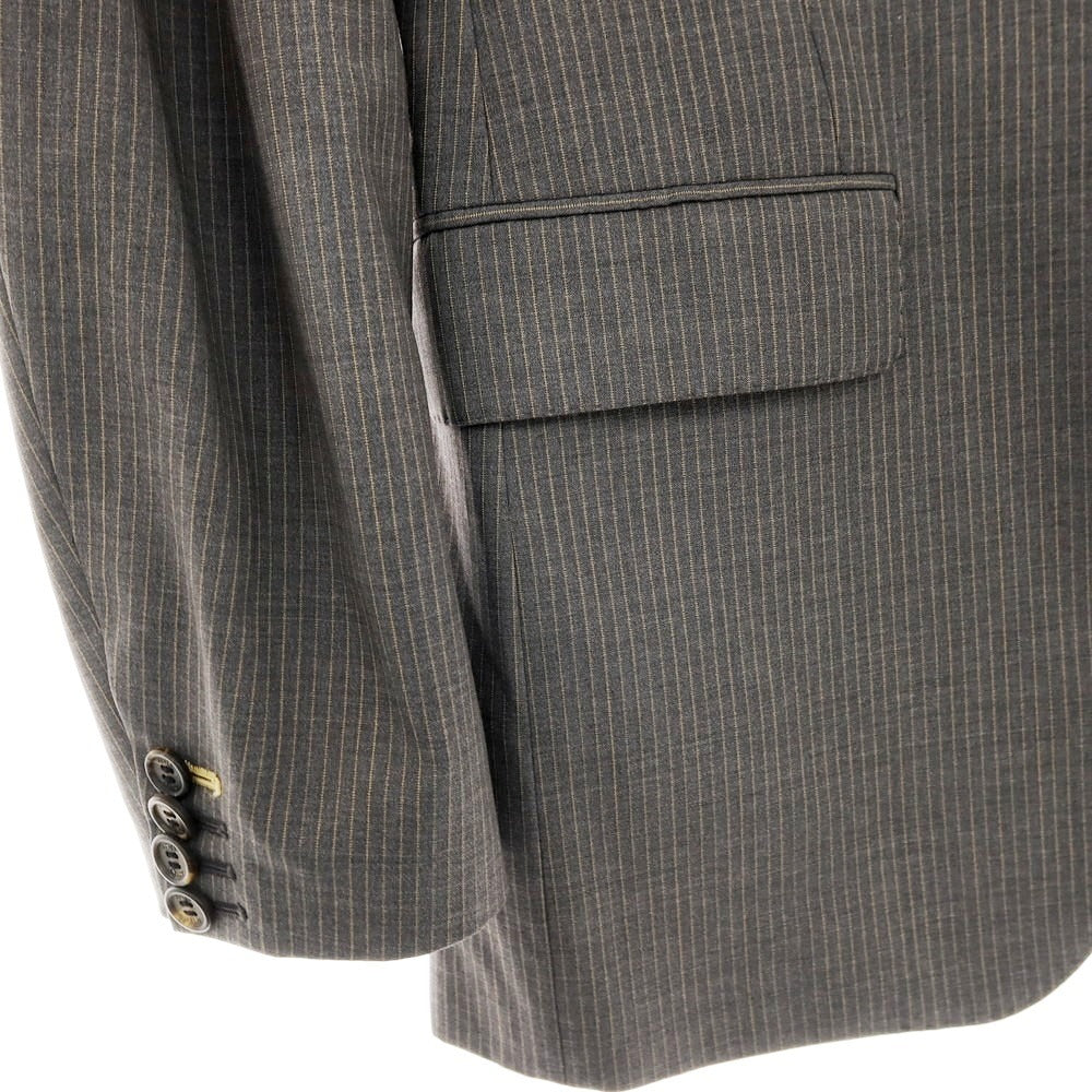 【中古】フェンディ FENDI ウール ストライプ 2つボタンスーツ グレーxイエロー系【サイズ46】【 状態ランクC 】【 メンズ 】 [APD]