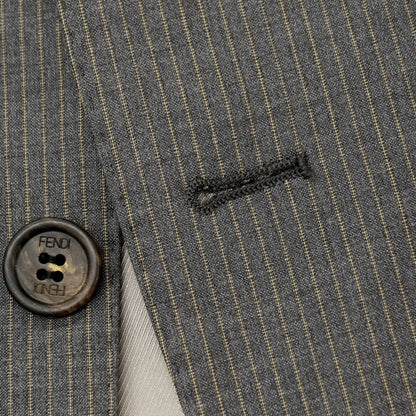 【中古】フェンディ FENDI ウール ストライプ 2つボタンスーツ グレーxイエロー系【サイズ46】【 状態ランクC 】【 メンズ 】