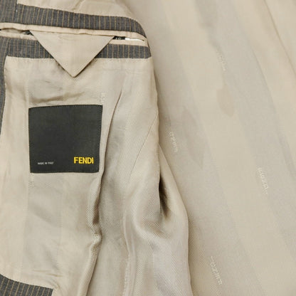 【中古】フェンディ FENDI ウール ストライプ 2つボタンスーツ グレーxイエロー系【サイズ46】【 状態ランクC 】【 メンズ 】