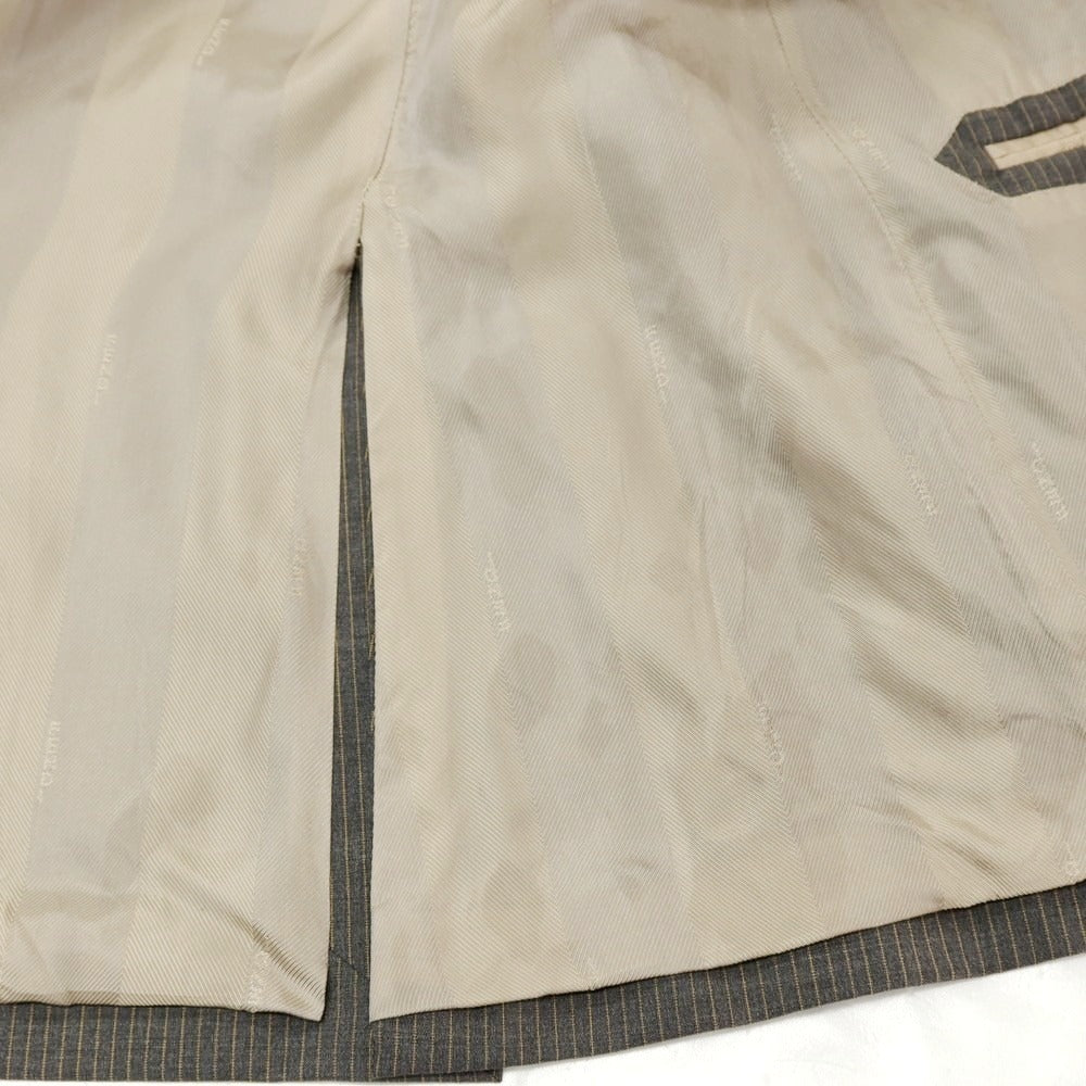 【中古】フェンディ FENDI ウール ストライプ 2つボタンスーツ グレーxイエロー系【サイズ46】【 状態ランクC 】【 メンズ 】 [APD]