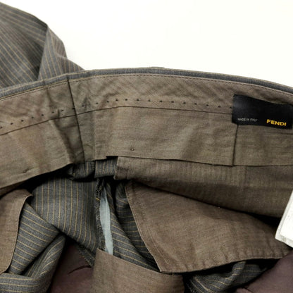 【中古】フェンディ FENDI ウール ストライプ 2つボタンスーツ グレーxイエロー系【サイズ46】【 状態ランクC 】【 メンズ 】