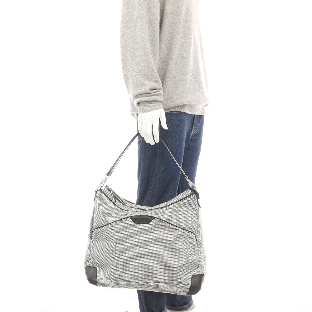 【中古】ペッレモルビダ PELLE MORBIDA ナイロン ショルダーバッグ ネイビーxホワイト【 状態ランクB 】【 メンズ 】