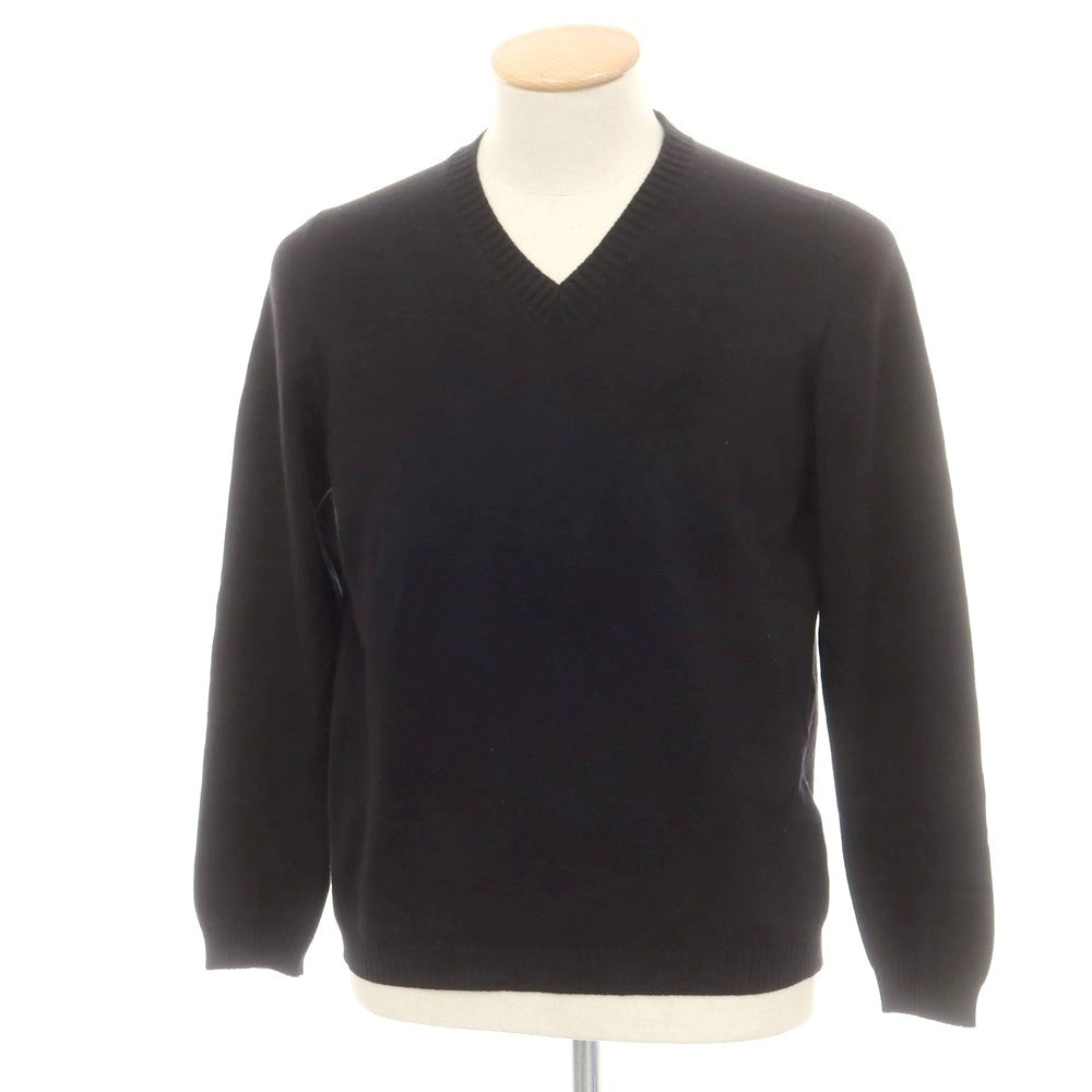 【中古】セッテフィーリ カシミア Settefili Cashmere カシミヤシルク Vネック プルオーバーニット ブラック【サイズ46】【 状態ランクC 】【 メンズ 】 [DPD]