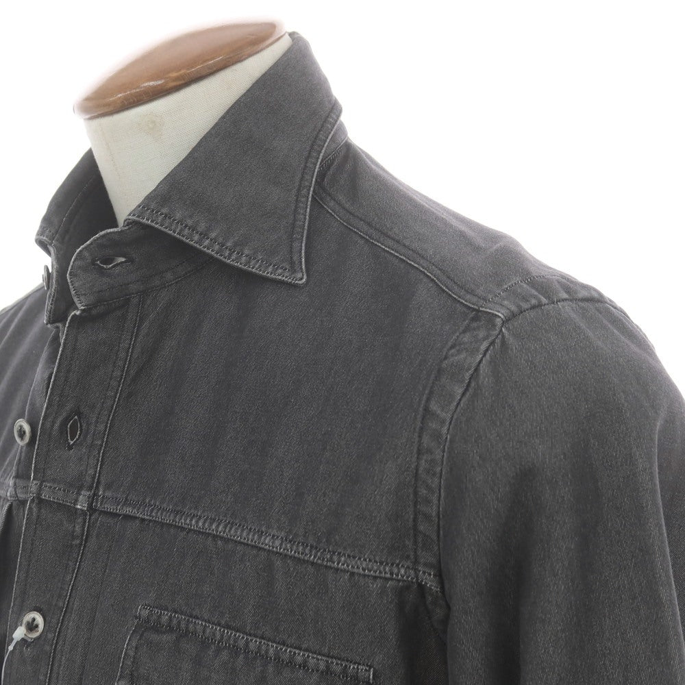 【中古】ジャンネット giannetto Jimmy コットン ワイドカラー カジュアルシャツ ダークグレー（ブラック）【 M 】【 状態ランクB 】【 メンズ 】