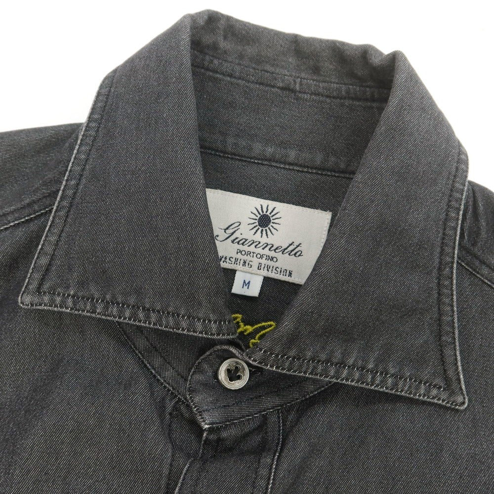 【中古】ジャンネット giannetto Jimmy コットン ワイドカラー カジュアルシャツ ダークグレー（ブラック）【 M 】【 状態ランクB 】【 メンズ 】
