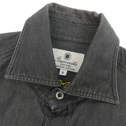 【中古】ジャンネット giannetto Jimmy コットン ワイドカラー カジュアルシャツ ダークグレー（ブラック）【 M 】【 状態ランクB 】【 メンズ 】