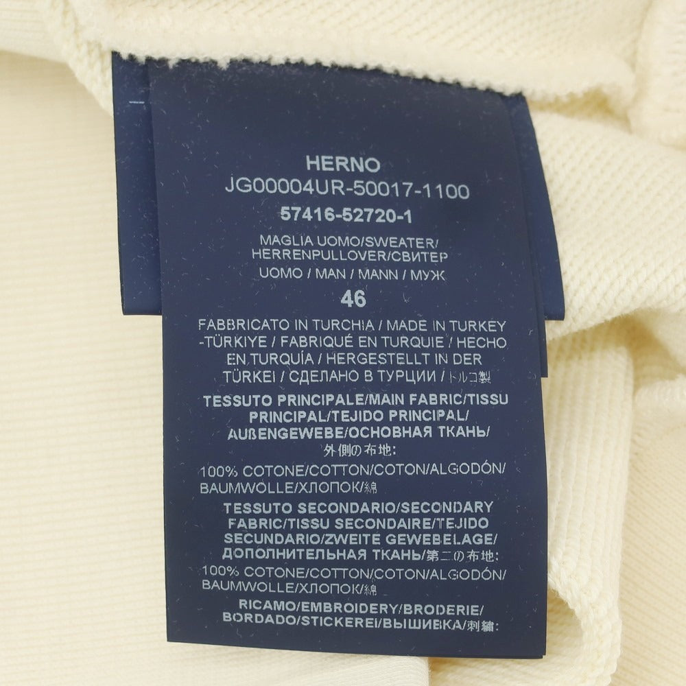 【中古】ヘルノ Herno Resort コットン クルーネック スウェット アイボリー【 46 】【 状態ランクA 】【 メンズ 】