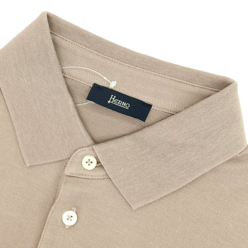 【中古】ヘルノ Herno コットン ニットエフェクトジャージ 半袖ポロシャツ ベージュ【サイズ46】【 状態ランクB 】【 メンズ 】
