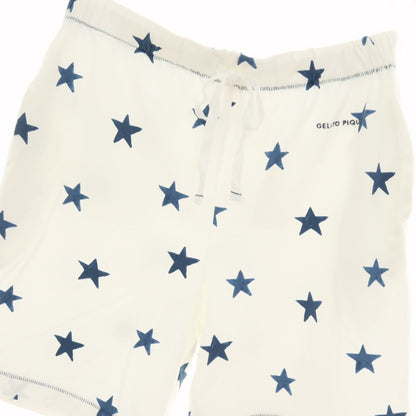 【中古】ジェラートピケ オム GELATO PIQUE HOMME ストレッチ レーヨンコットン 星柄 ショートパンツ ホワイトxネイビー【サイズM】【 状態ランクB 】【 メンズ 】