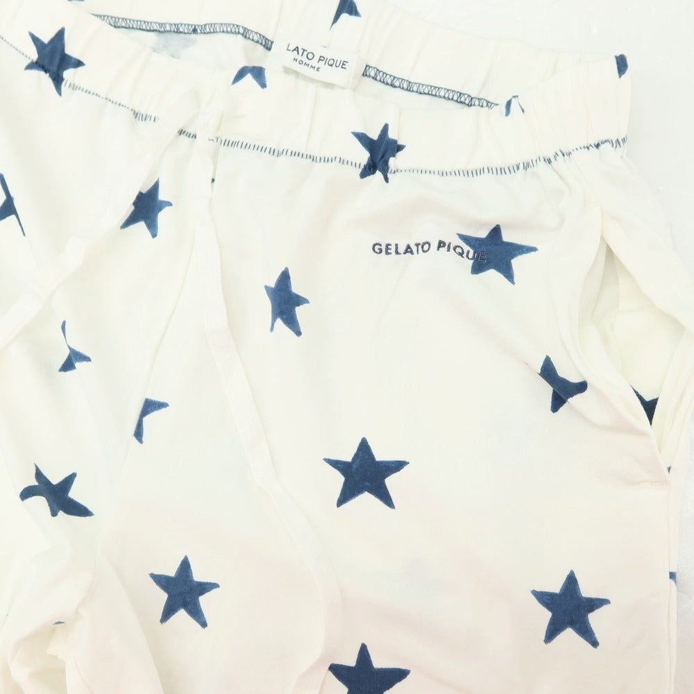 【中古】ジェラートピケ オム GELATO PIQUE HOMME ストレッチ レーヨンコットン 星柄 ショートパンツ ホワイトxネイビー【サイズM】【 状態ランクB 】【 メンズ 】