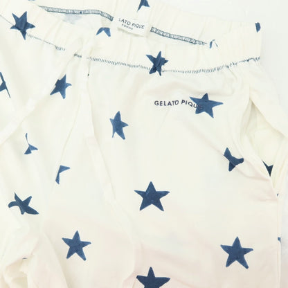 【中古】ジェラートピケ オム GELATO PIQUE HOMME ストレッチ レーヨンコットン 星柄 ショートパンツ ホワイトxネイビー【サイズM】【 状態ランクB 】【 メンズ 】