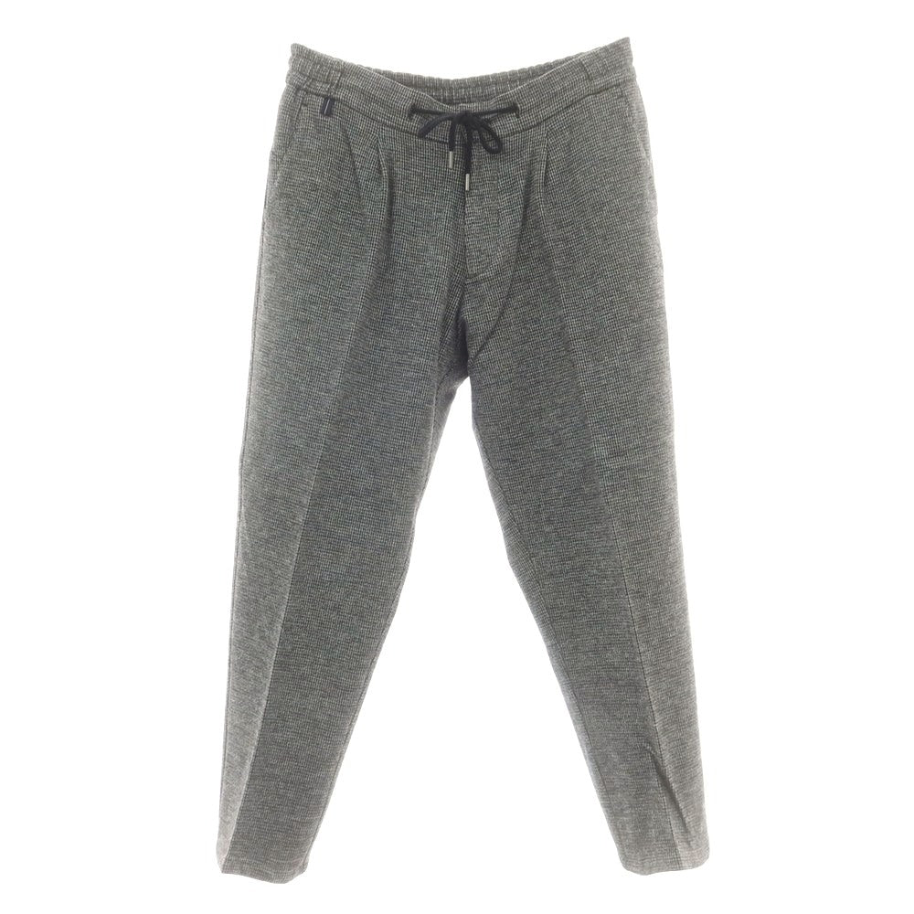 【中古】ベルウィッチ BERWICH レーヨンナイロン ジャージー ハウンドトゥース イージースラックスパンツ ブラックxホワイト【 48 】【 状態ランクC 】【 メンズ 】