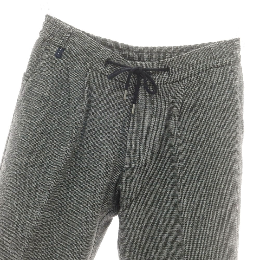 【中古】ベルウィッチ BERWICH レーヨンナイロン ジャージー ハウンドトゥース イージースラックスパンツ ブラックxホワイト【 48 】【 状態ランクC 】【 メンズ 】