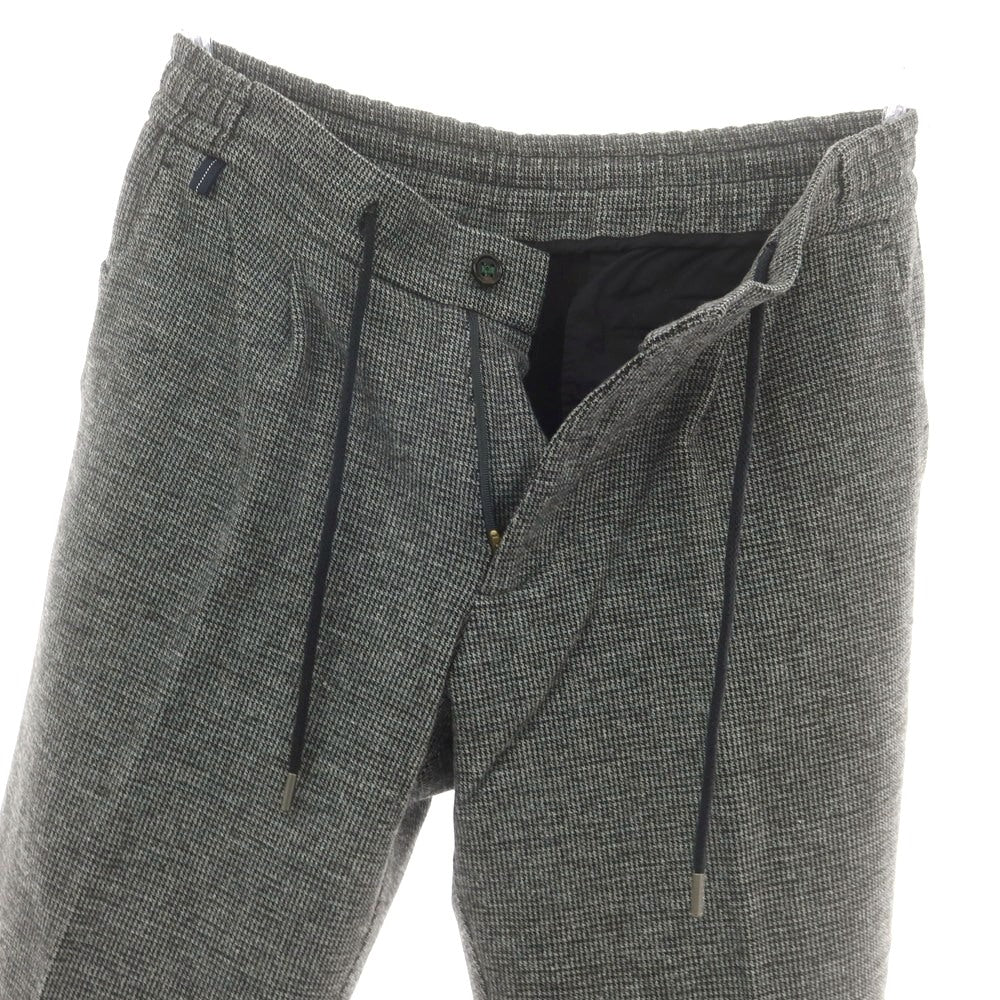 【中古】ベルウィッチ BERWICH レーヨンナイロン ジャージー ハウンドトゥース イージースラックスパンツ ブラックxホワイト【 48 】【 状態ランクC 】【 メンズ 】