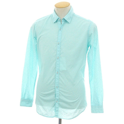 【中古】ポッジャンティ POGGIANTI 1958 ポリエステルコットン ドット レギュラーカラー カジュアルシャツ ライトブルー【サイズ38】【 状態ランクB 】【 メンズ 】