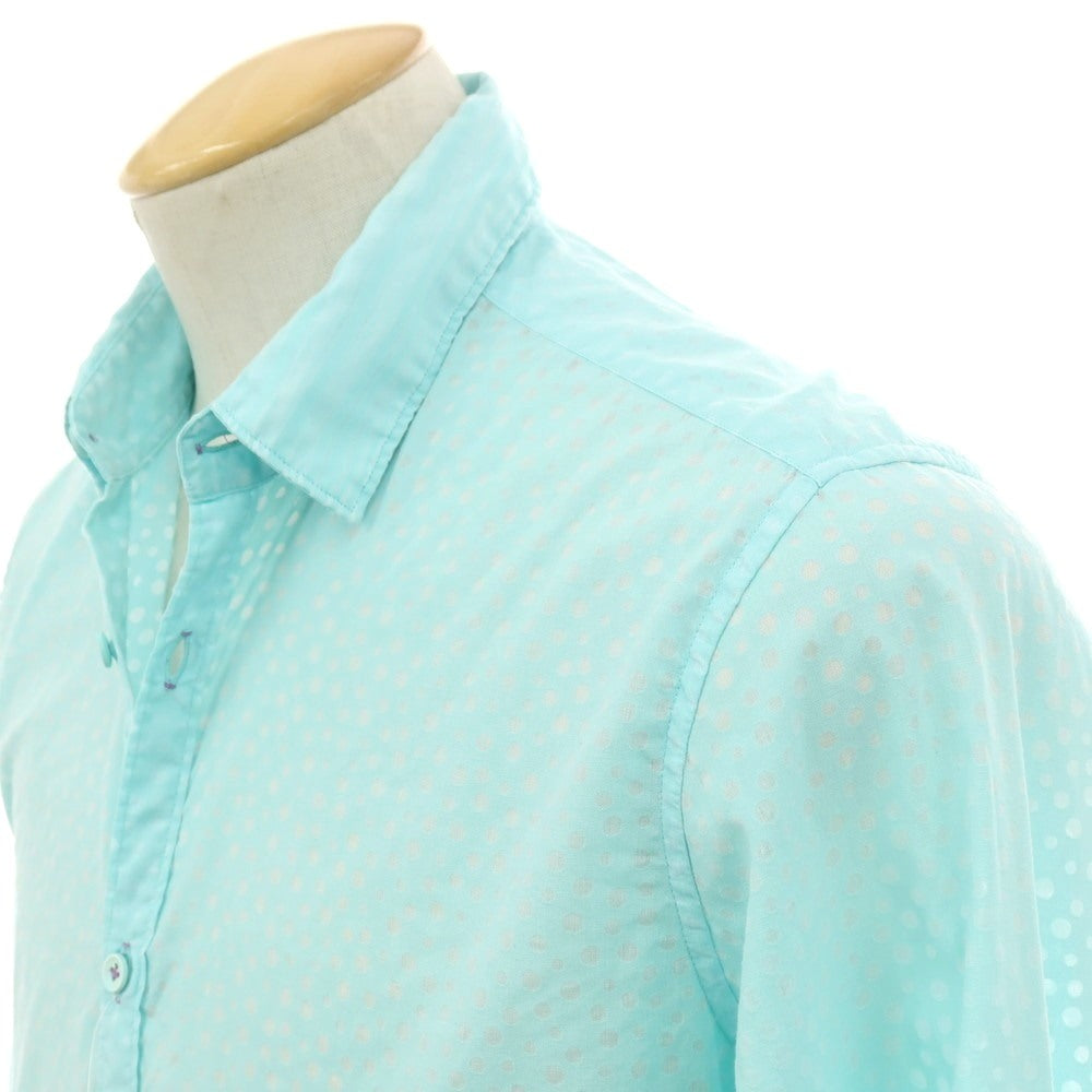 【中古】ポッジャンティ POGGIANTI 1958 ポリエステルコットン ドット レギュラーカラー カジュアルシャツ ライトブルー【サイズ38】【 状態ランクB 】【 メンズ 】