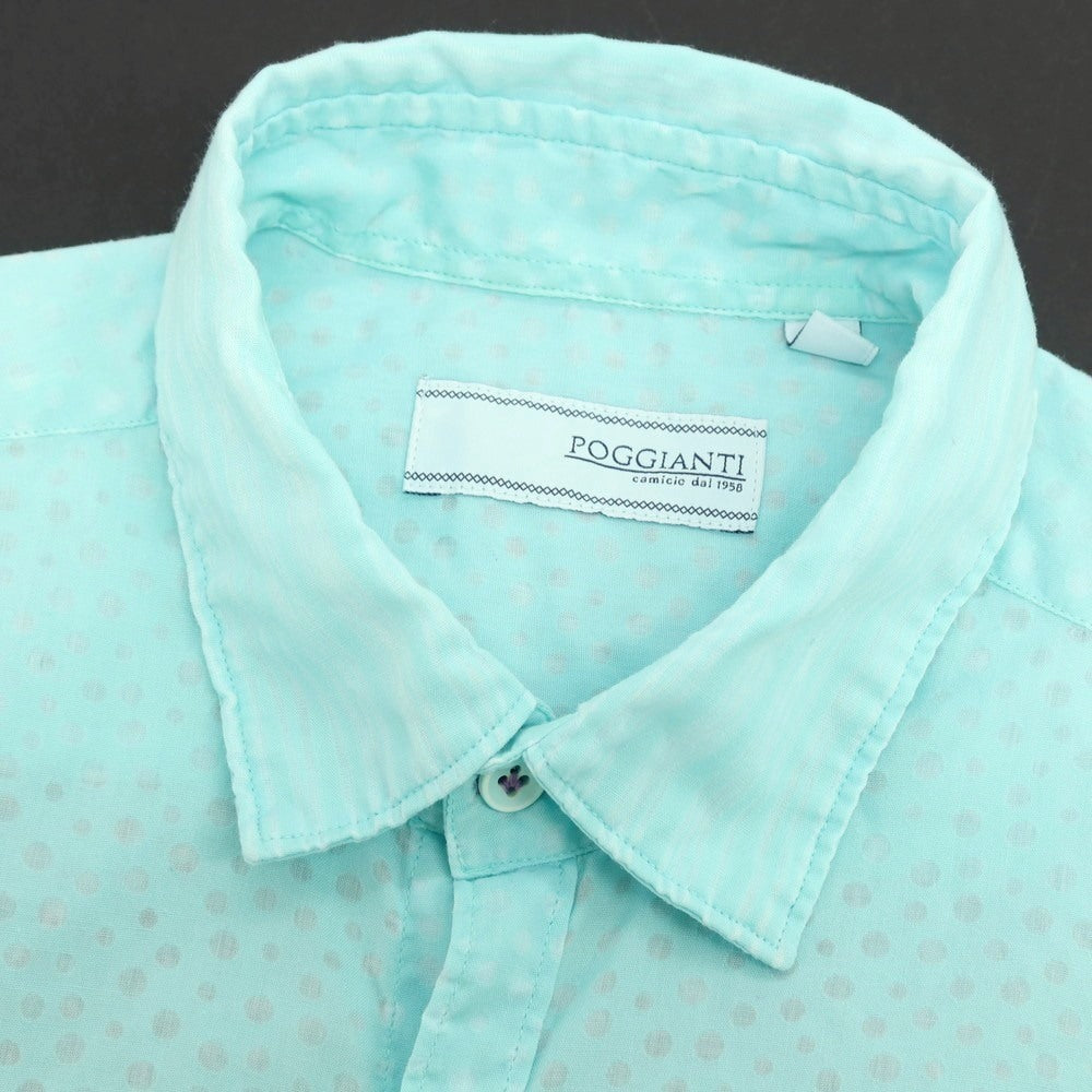 【中古】ポッジャンティ POGGIANTI 1958 ポリエステルコットン ドット レギュラーカラー カジュアルシャツ ライトブルー【サイズ38】【 状態ランクB 】【 メンズ 】