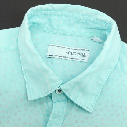 【中古】ポッジャンティ POGGIANTI 1958 ポリエステルコットン ドット レギュラーカラー カジュアルシャツ ライトブルー【サイズ38】【 状態ランクB 】【 メンズ 】
