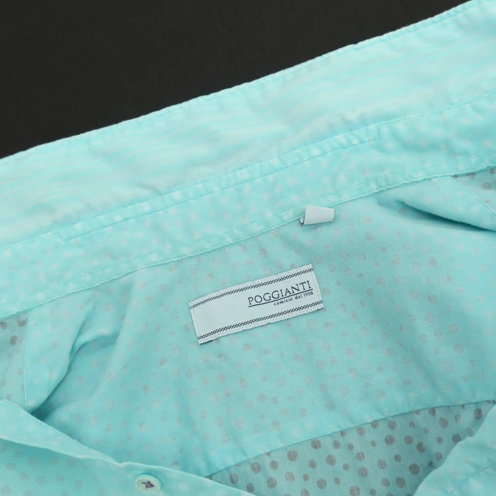 【中古】ポッジャンティ POGGIANTI 1958 ポリエステルコットン ドット レギュラーカラー カジュアルシャツ ライトブルー【サイズ38】【 状態ランクB 】【 メンズ 】