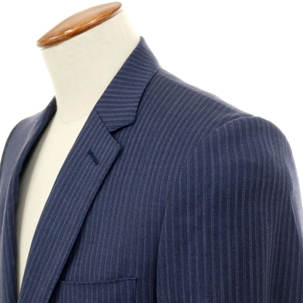 【中古】ポールスミス Paul Smith ウール ストライプ 2つボタンスーツ ネイビーブルーxホワイト【サイズM】【 状態ランクD 】【 メンズ 】