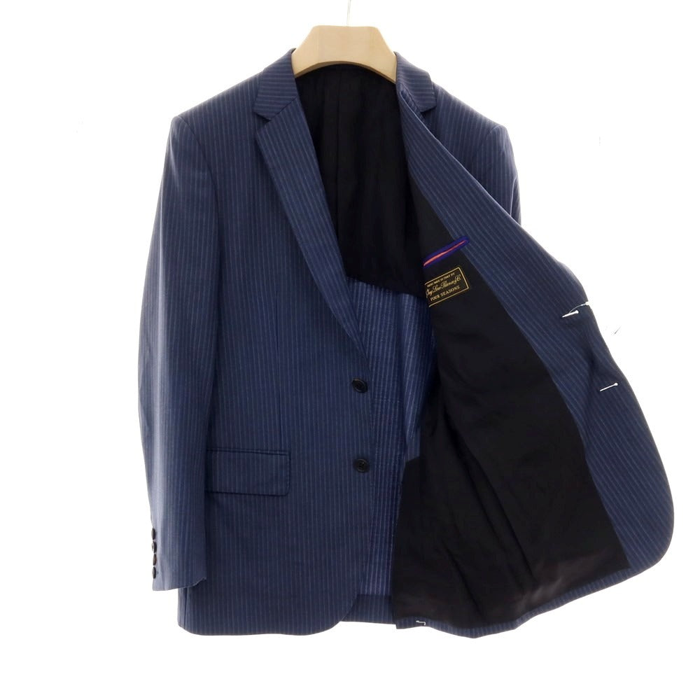 【中古】ポールスミス Paul Smith ウール ストライプ 2つボタンスーツ ネイビーブルーxホワイト【サイズM】【 状態ランクD 】【 メンズ 】