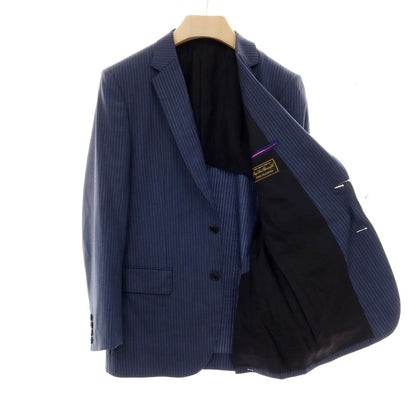 【中古】ポールスミス Paul Smith ウール ストライプ 2つボタンスーツ ネイビーブルーxホワイト【サイズM】【 状態ランクD 】【 メンズ 】