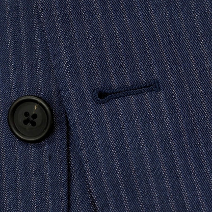 【中古】ポールスミス Paul Smith ウール ストライプ 2つボタンスーツ ネイビーブルーxホワイト【サイズM】【 状態ランクD 】【 メンズ 】