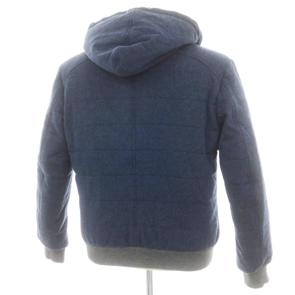 【中古】【未使用】バルバ BARBA ウール ダウンジャケット ダークブルー系xグレー【 50 】【 状態ランクS 】【 メンズ 】