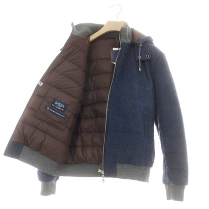 【中古】【未使用】バルバ BARBA ウール ダウンジャケット ダークブルー系xグレー【 50 】【 状態ランクS 】【 メンズ 】