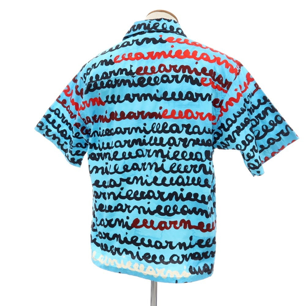 【中古】マルニ MARNI × Flaminia Veronesi コットン プリント オープンカラー 半袖シャツ ブルー【 サイズ46 】【 状態ランクB 】【 メンズ 】 [BPD]